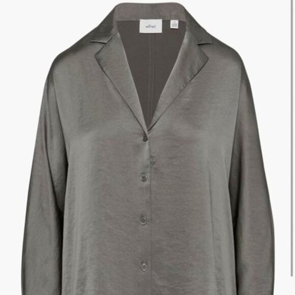 Aritzia / Wilfred Freeform Satin Button Up Shirt - size S - Grey - Picture 4 of 5
